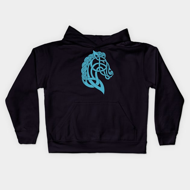 Celtic Horse Blue Kids Hoodie by Daniel Ranger